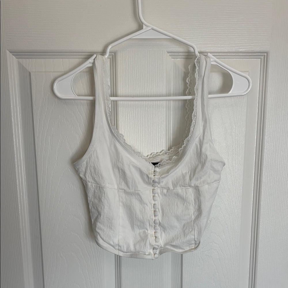 White Fox Boutique Cream Sleeveless Crop Tank Top